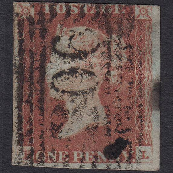 GB QV 1841 1d Red-brown (Plate 80) SG8-B1(1) BL GU 3m South Queensferry 306