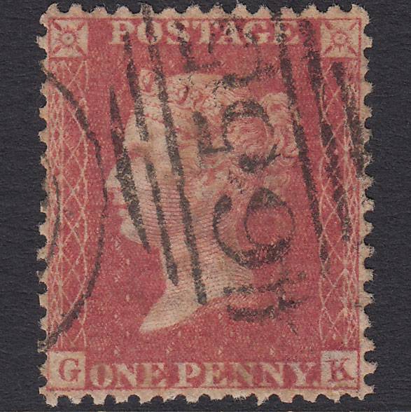 GB QV 1857 1d Rose-red (Plate 43) SG40-C10(1) GK GU Rotherham 655
