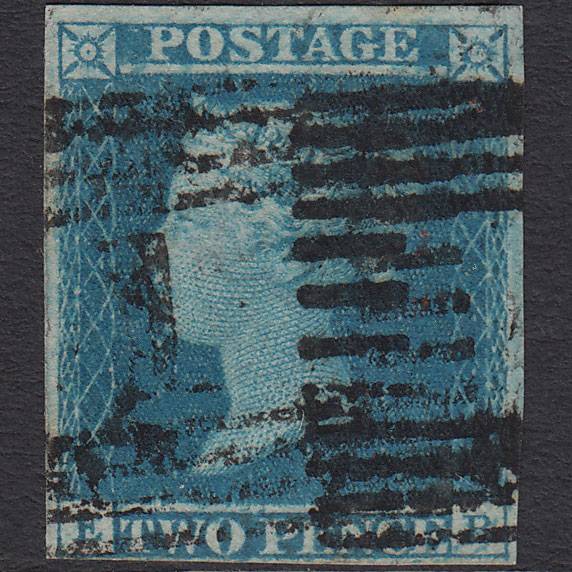 GB QV 1841 2d Blue (Plate 3) SG14-E1(2) EB FU 4 Margins Aberdeen 1