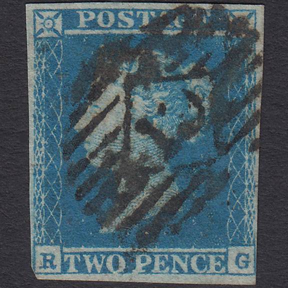 GB QV 1841 2d Blue (Plate 4) SG14-E1(2) RG GU nr 4 Margins London IS 19