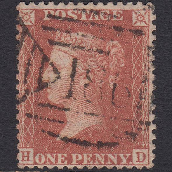GB QV 1856 1d Red-brown (Plate 37) SG29-C8(1) HD FU Dublin 186 Irish Spoon