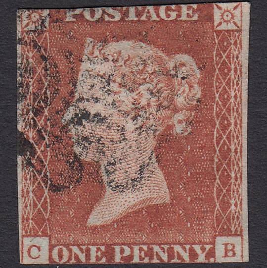 GB QV 1841 1d Red-brown (Plate 12) SG8-B1(1) CB GU Maltese Cross