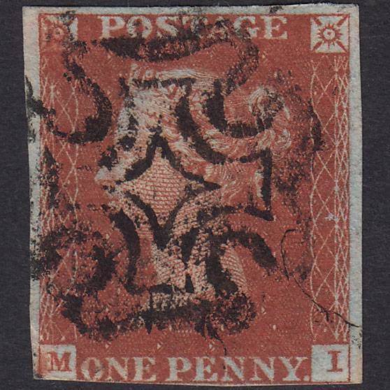 GB QV 1841 1d Red-brown (Plate 39) SG8-B1(1) MI GU 3 Margins Maltese Cross