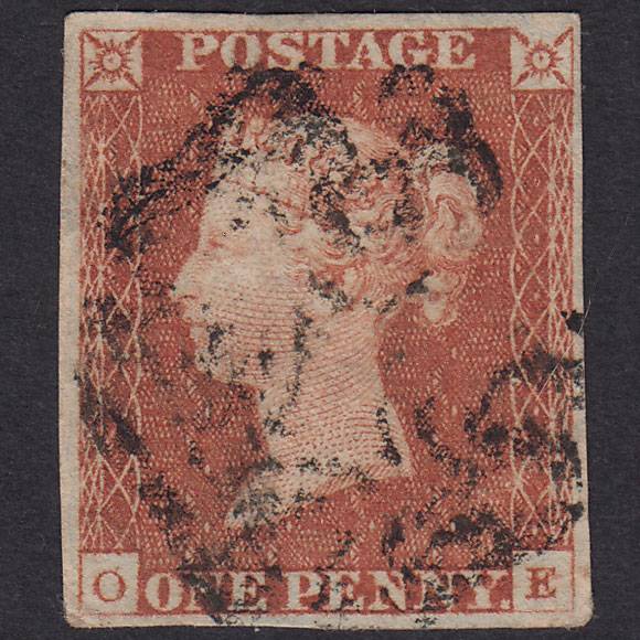 GB QV 1841 1d Red-Brown Plate 27 SG8-B1(1) Blue Head OE FU 4 Margins MX