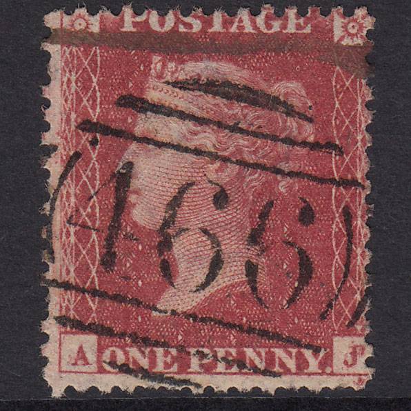 GB QV 1857 1d Plate 52 SG40-C10(1) Constant Variety AJ GU Liverpool 466