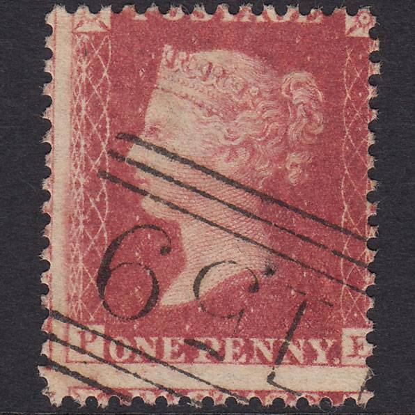 GB QV 1857 1d Plate 58 SG40-C10(1) PE FU Glasgow 159 Large Misperf