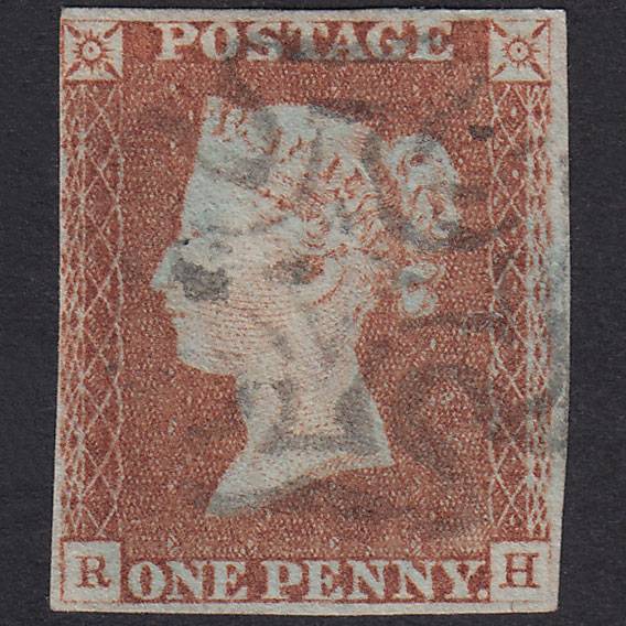 GB QV 1841 1d Red-Brown Plate 23 SG8-B1(1) RH GU Nr 4 Margins MX Pinhole