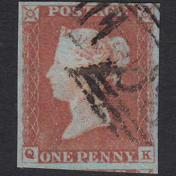 GB QV 1841 1d Red-Brown Plate 72 SG8-B1(1) QK FU 4 Margins