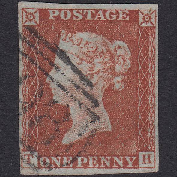 GB QV 1841 1d Red-Brown Plate 49 SG8-B1(1) TH FU 4 Margins