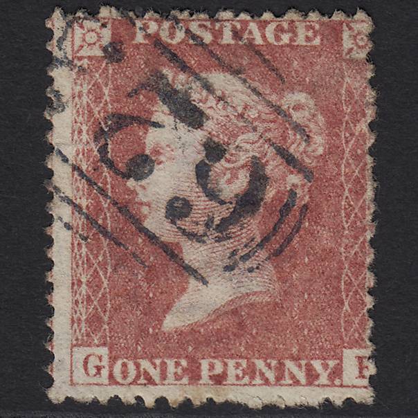 GB QV 1857 1d Rose-red (Plate 46) SG40-C10(1) GF FU Pontefract Blue-black 623