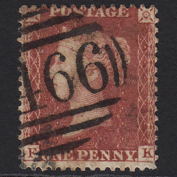 GB QV 1855 1d Red-brown (Plate 12) SGC6(1) DF GU Exeter 285