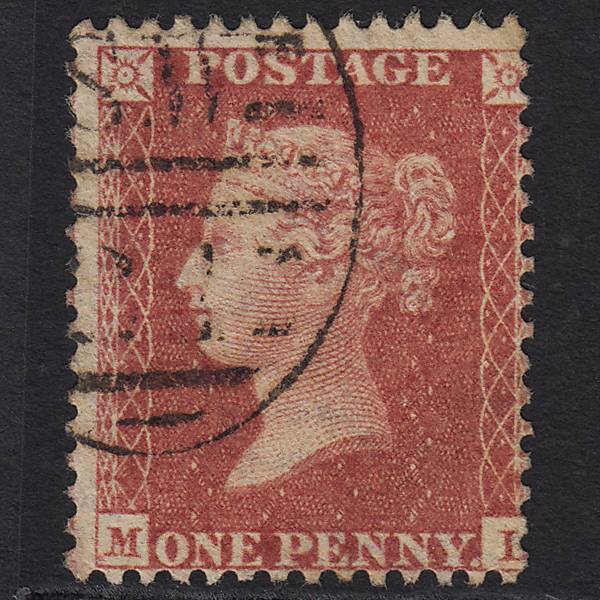 GB QV 1857 1d Rose-red (Plate 42) SG40-C10(1) ML FU London D&S Cancel Misperf