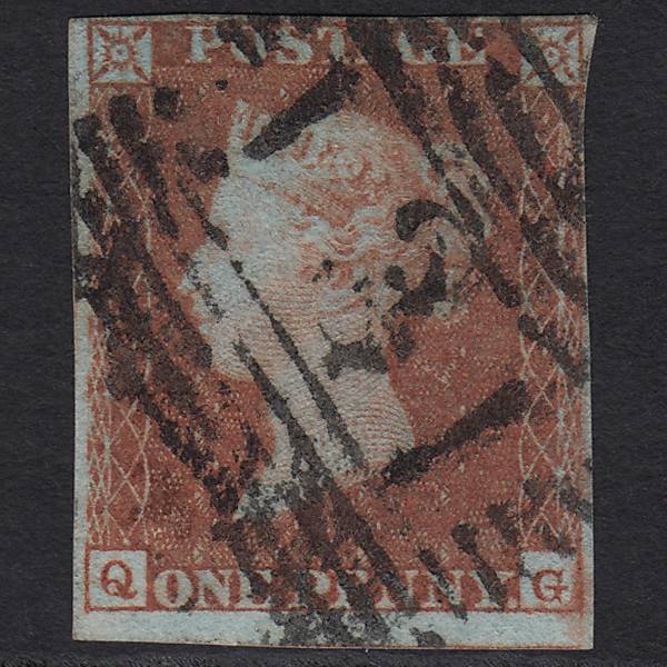 GB QV 1841 1d Red-brown (Plate 92) SG8-B1(1) QG GU 4 Margins Edinburgh 131