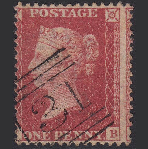 GB QV 1857 1d Rose-red SG40-C10(1) GU Edinburgh 131 Large Misperf