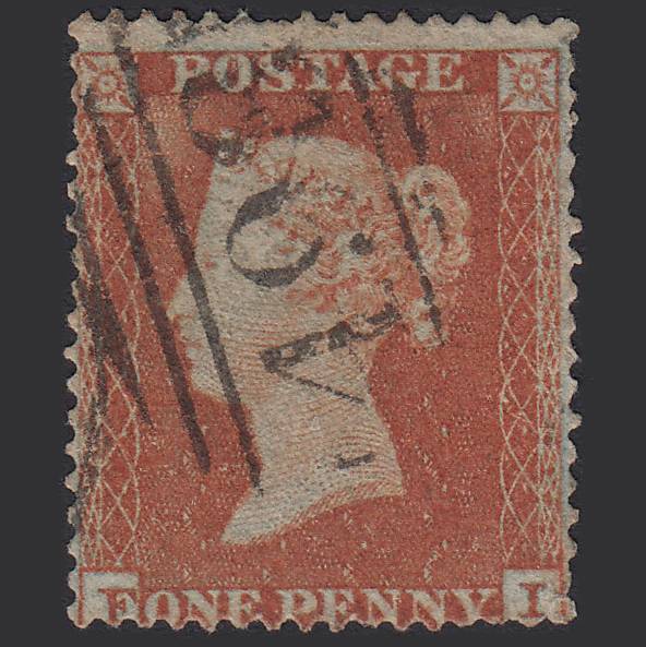 GB QV 1854 1d Red-brown (Plate 192) SG17-C1(1) FI GU Manchester 498
