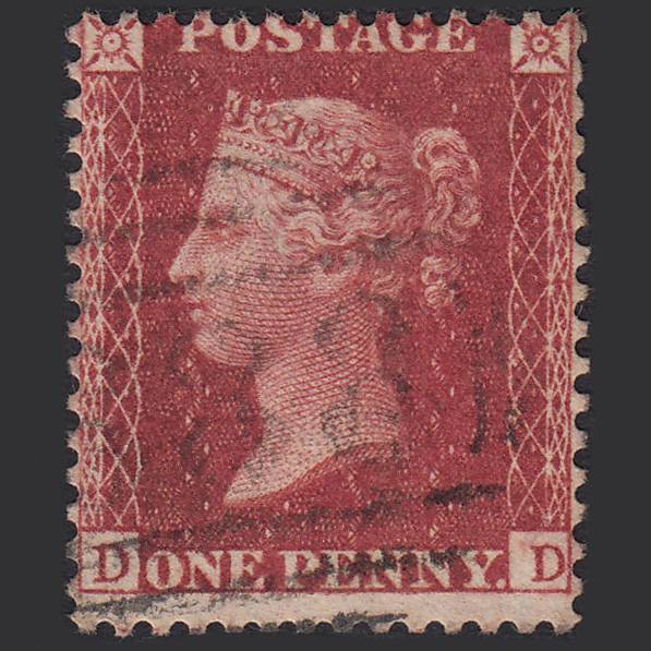 GB QV 1857 1d Deep Rose-red (Plate 62) SG41-C10(4) DD FU