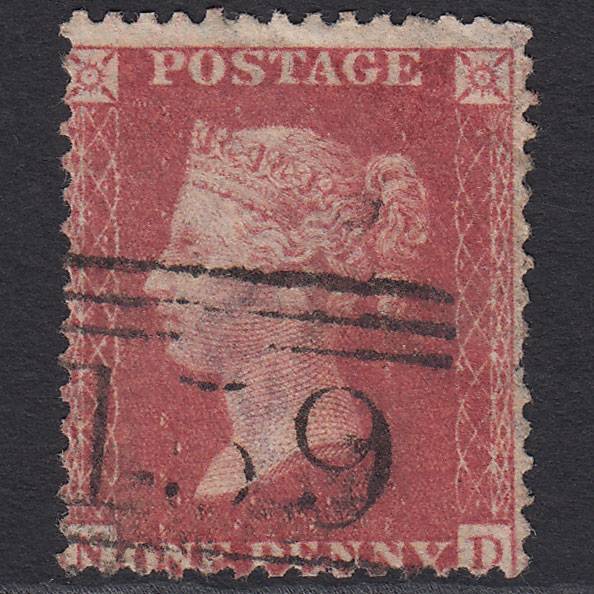 GB QV 1857 1d Rose-red (Plate 34) SG40-C10(1) ND GU Glasgow 159
