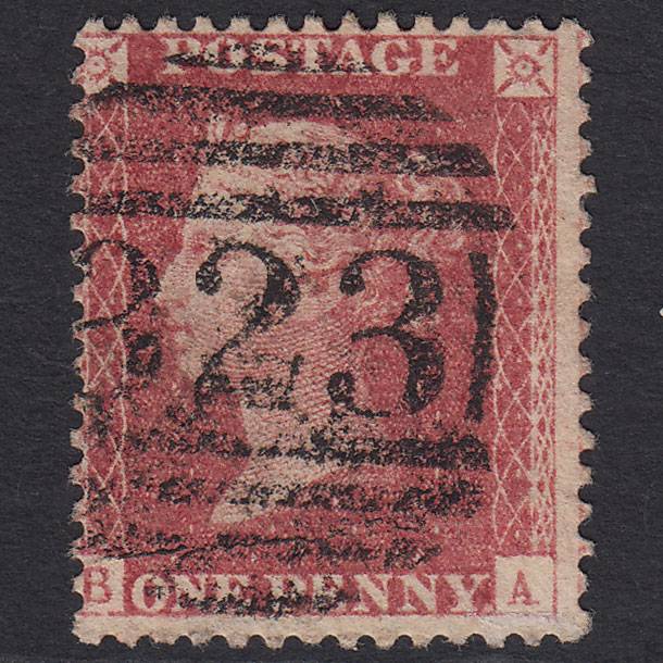 GB QV 1857 1d Rose-red (Plate 41) SG40-C10(1) BA GU Grimsby 323