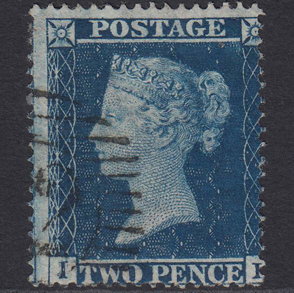 GB QV 1858 2d Blue (Plate 6) SG36a-f8 IL VFU London D&S Cancel Misperf