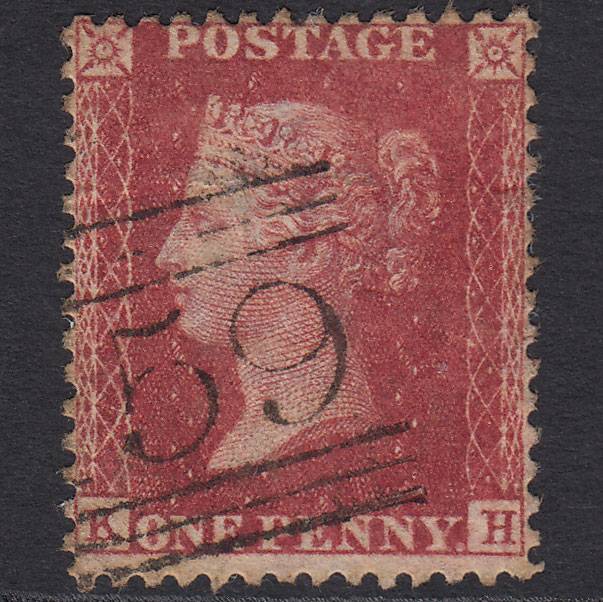 GB QV 1857 1d Rose-red (Plate 55) SG40-C10(1) KH GU Glasgow 159