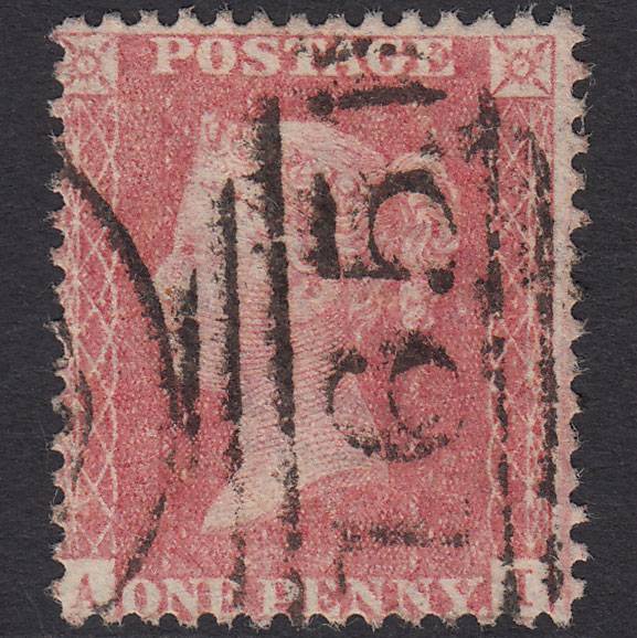 GB QV 1857 1d Pale Rose (Plate 34) SGC9A(1) AI FU Miss Imprimatur Carlisle 165