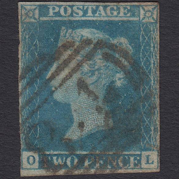 GB QV 1841 2d Blue (Plate 3) SG14-E1(2) OL GU 4 Margins Canterbury 84