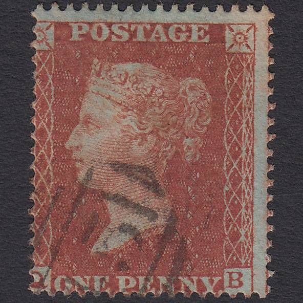 GB QV 1855 1d Red-brown (Plate 5) SG21-C4(1) QB FU Light Cancel Misperf