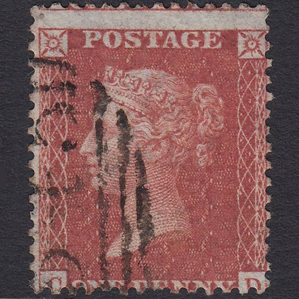 GB QV 1856 1d Red-brown (Plate 27) SG29-C8(1) CD GU Newcastle 545 Misperf