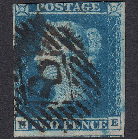 GB QV 1841 2d Blue (Plate 3) SG14-E1(2) HE FU 3 Margins London IS 8