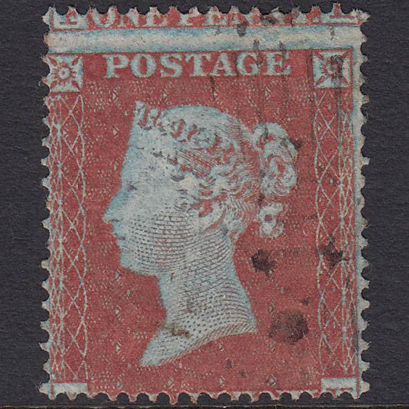 GB QV 1854 1d (Plate 180) SG17-C1(1) Blue Head GH FU Light Cancel Misperf