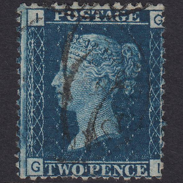 GB QV 1869 2d Deep Blue (Plate 15) SG47-G3 GI GU CDS Cancel Misperf