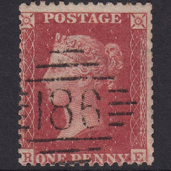 GB QV 1857 1d Plate 56 SG40-C10(1) Constant Variety RE GU Dublin 186