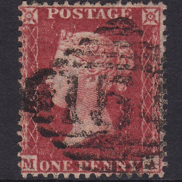 GB QV 1857 1d Deep Rose-Red Plate 27 SG41-C10(4) MA FU Ireland