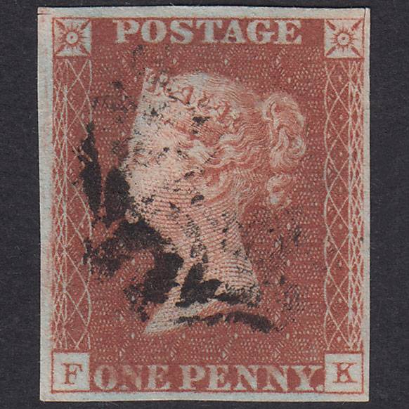 GB QV 1841 1d Red-Brown Plate 20 SG8-B1(1) FK GU 4M MX Scissor Cuts