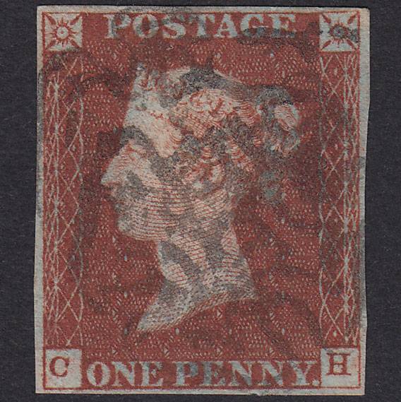 GB QV 1841 1d Deep Red-Brown Plate 34 SG10-B1(4) CH FU 4 Margins MX