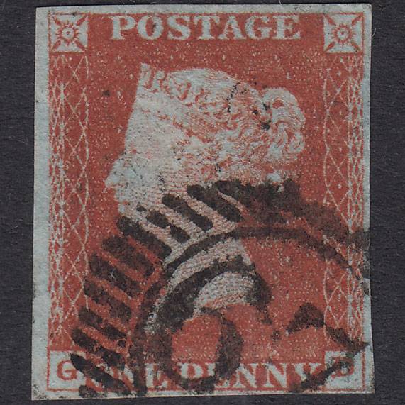 GB QV 1841 1d Red-Brown Plate 46 SG8-B1(1) GD FU 4 Margins London D&S 67