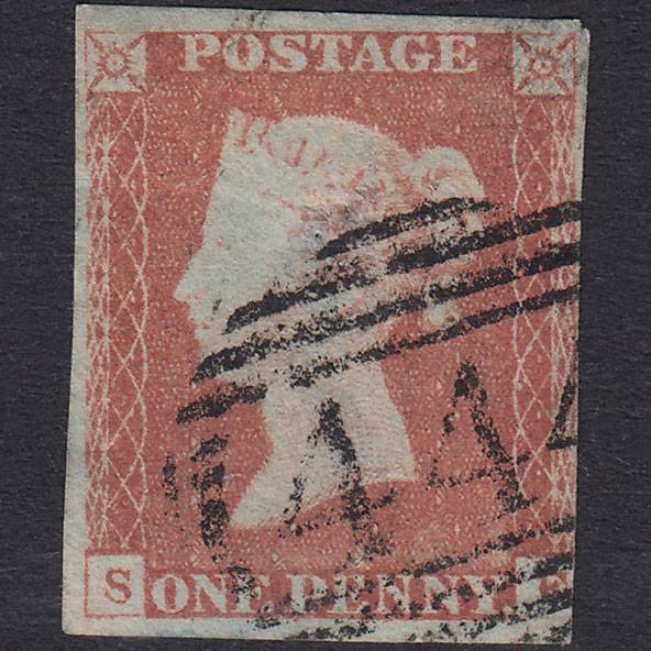 GB QV 1841 1d Red-Brown Plate 84 SG8-B1(1) SE 3 Margins Leamington 444