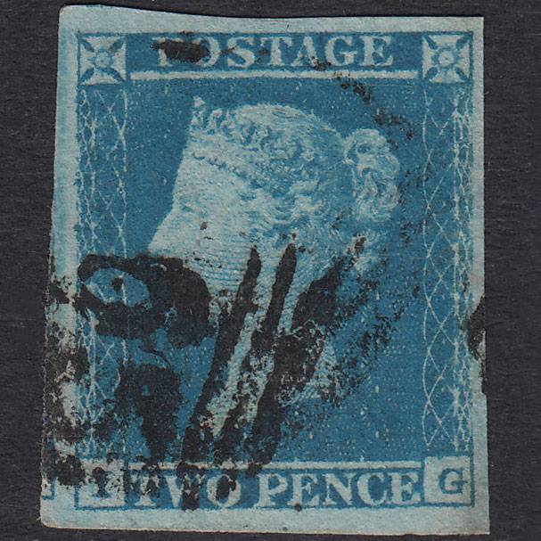 GB QV 1841 2d Pale Blue Plate 4 SG13-E1(1) IG FU 4 Margins