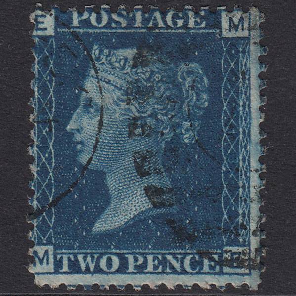 GB QV 1869 2d Blue Plate 13 SG46-G3 ME FU London D&S Cancel
