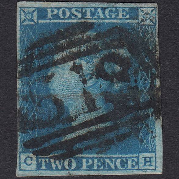 GB QV 1841 2d Blue Plate 3 SG14-E1(2) CH GU 4 Margins
