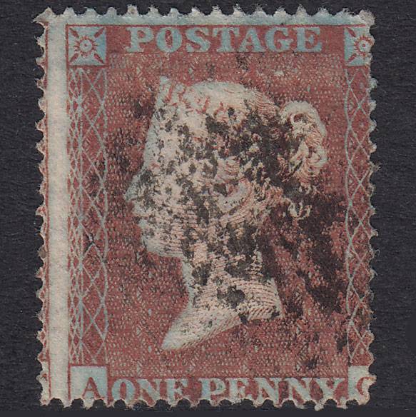 GB QV 1854 1d Plum Plate 181 SG17-C1(4) Ivory Head AG GU Misperf