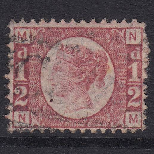 GB QV 1870 1/2d Rose-Red Plate 15 SG48-G4 NM GU Light Cancel Well Centred