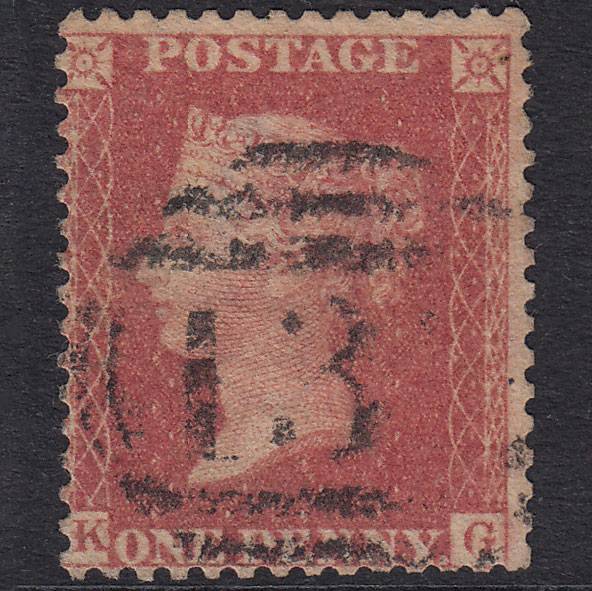 GB QV 1857 1d Rose-Red Plate 56 SG40-C10(1) GU