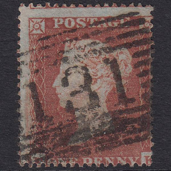 GB QV 1854 1d Red-Brown Plate 194 SG17-C1(1) EK GU Edinburgh 131