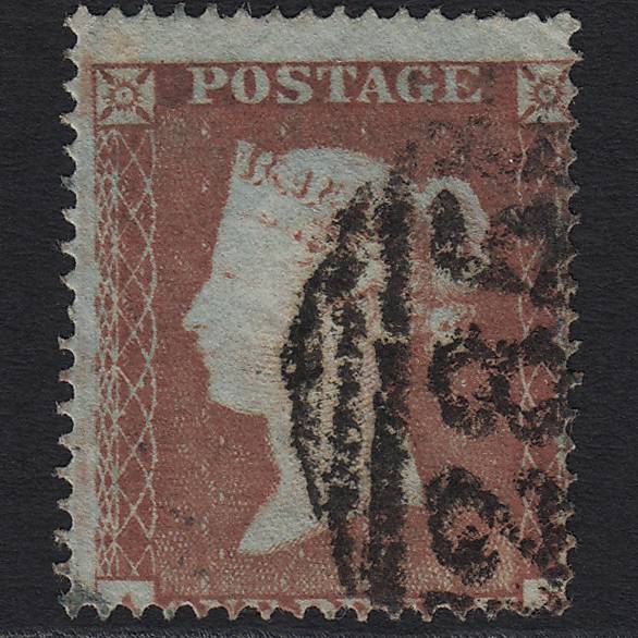 GB QV 1854 1d Red-brown SG17-C1(1) GU Exeter 285 Misperf