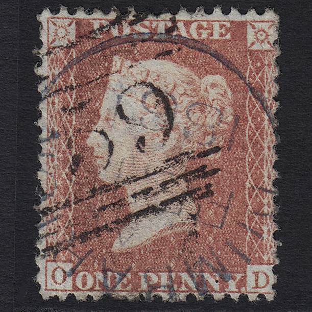 GB QV 1857 1d Rose-red (Plate 57) SG40-C10(1) OD GU Blue Dumbarton Town Cancel