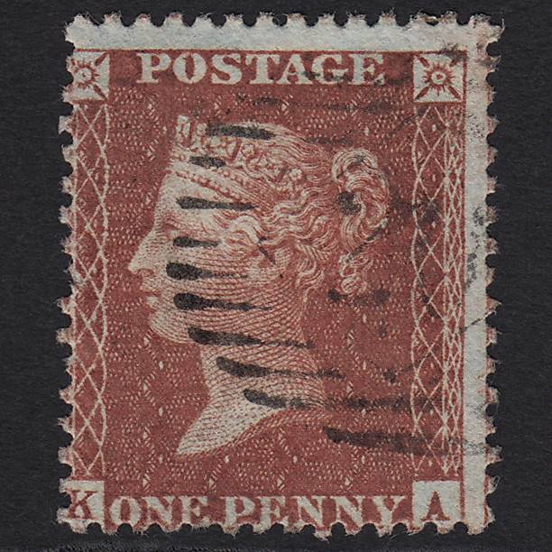 GB QV 1856 1d Red-brown (Plate 32) SG29-C8(1) KA FU London IS Cancel
