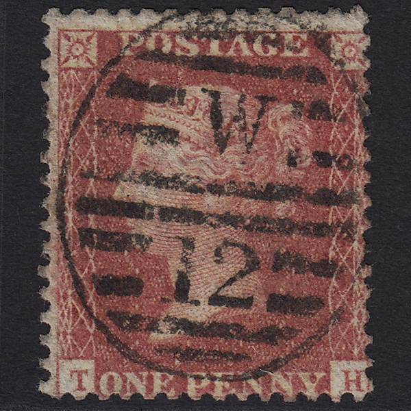 GB QV 1857 1d Rose-red (Plate 56) SG40-C10(1) TH FU in London W12 12d5