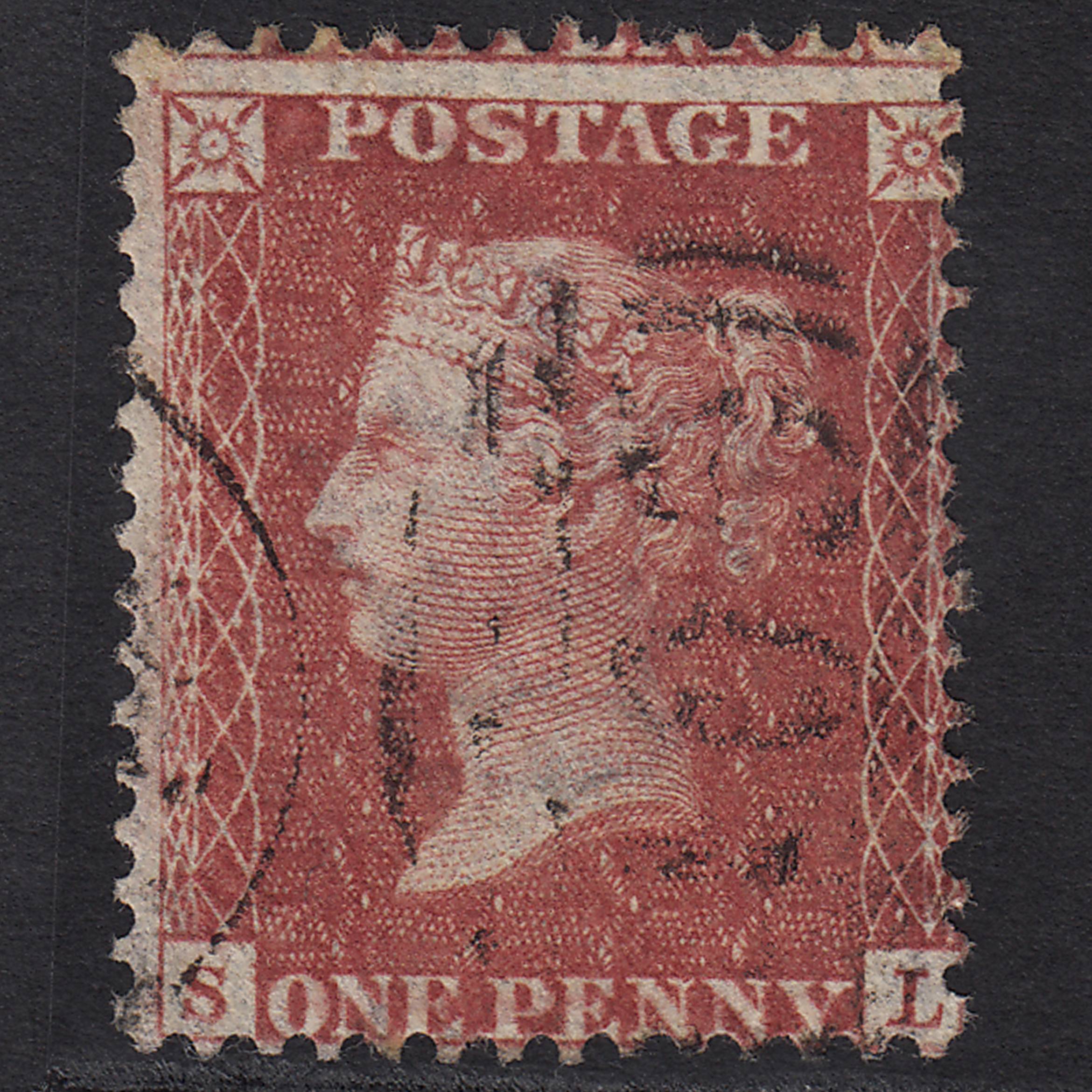 GB QV 1857 1d Rose-red (Plate 52) SG40-C10(1) SL GU Light Cancel