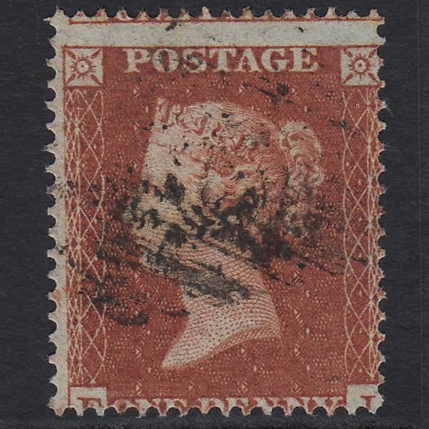GB QV 1854 1d Red-brown SG17-C1(1) FU Misperf